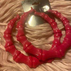 Colored bamboo hoop, earrings
